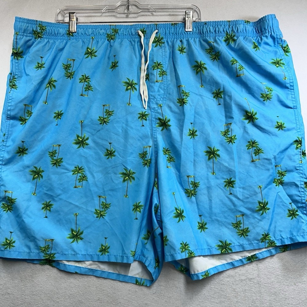 Old Navy Swim Trunks Board Shorts Size 4 XL Blue With Palms